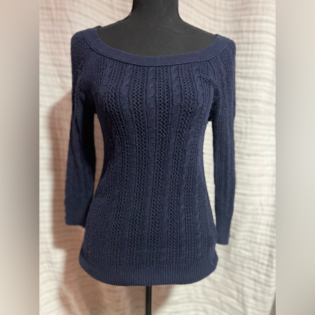American Eagle Outfitters Off-Shoulder Navy Sweater